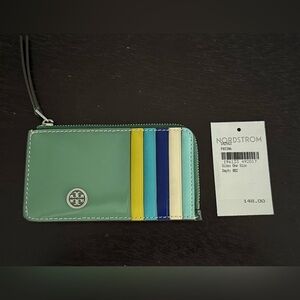 Tory Burch card case wallet color block zipper pouch multi color from Nordstrom